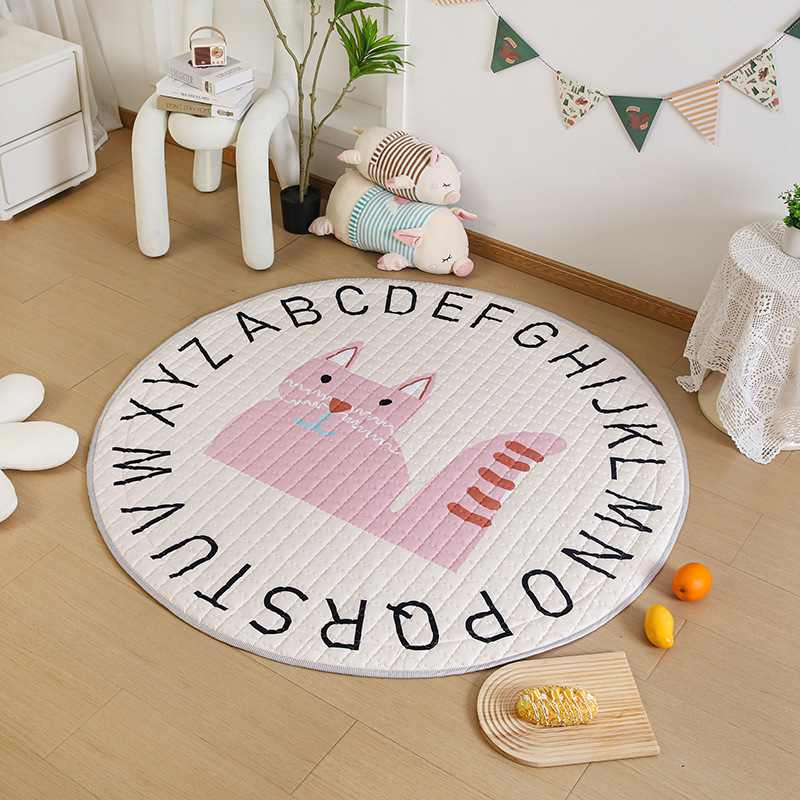Cross-Border Ins Style Cotton Toy Invisible Storage Floor Mat Round Children's Non-Slip Cartoon Mat Game Mat Available for Wholesale