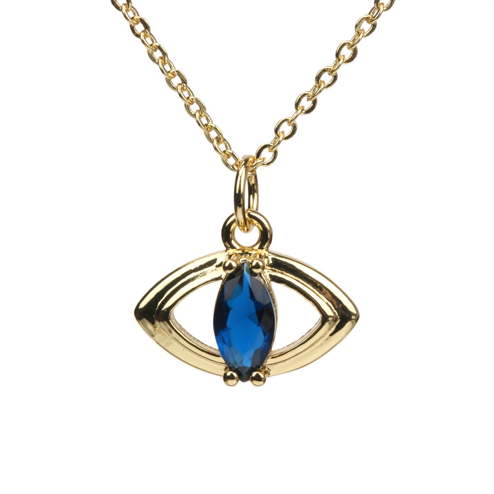 Devil Eye Turkey Blue Eye Diamond Pendant Copper Plated Real Gold Necklace