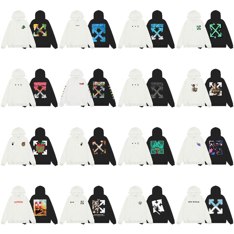 Cross-border foreign trade wholesale off hooded sweater ow tide brand sketch line astronaut arrow men's and women's pullover coat Cross-border foreign trade wholesale off hooded sweater ow tide brand sketch line astronaut arrow men's and women's pullover coat