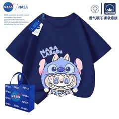 NASA 共同ブランド ステッチ フード ラブブ 子供用 ボーイズ 半袖 Tシャツ 2025年夏新作 半袖トップス