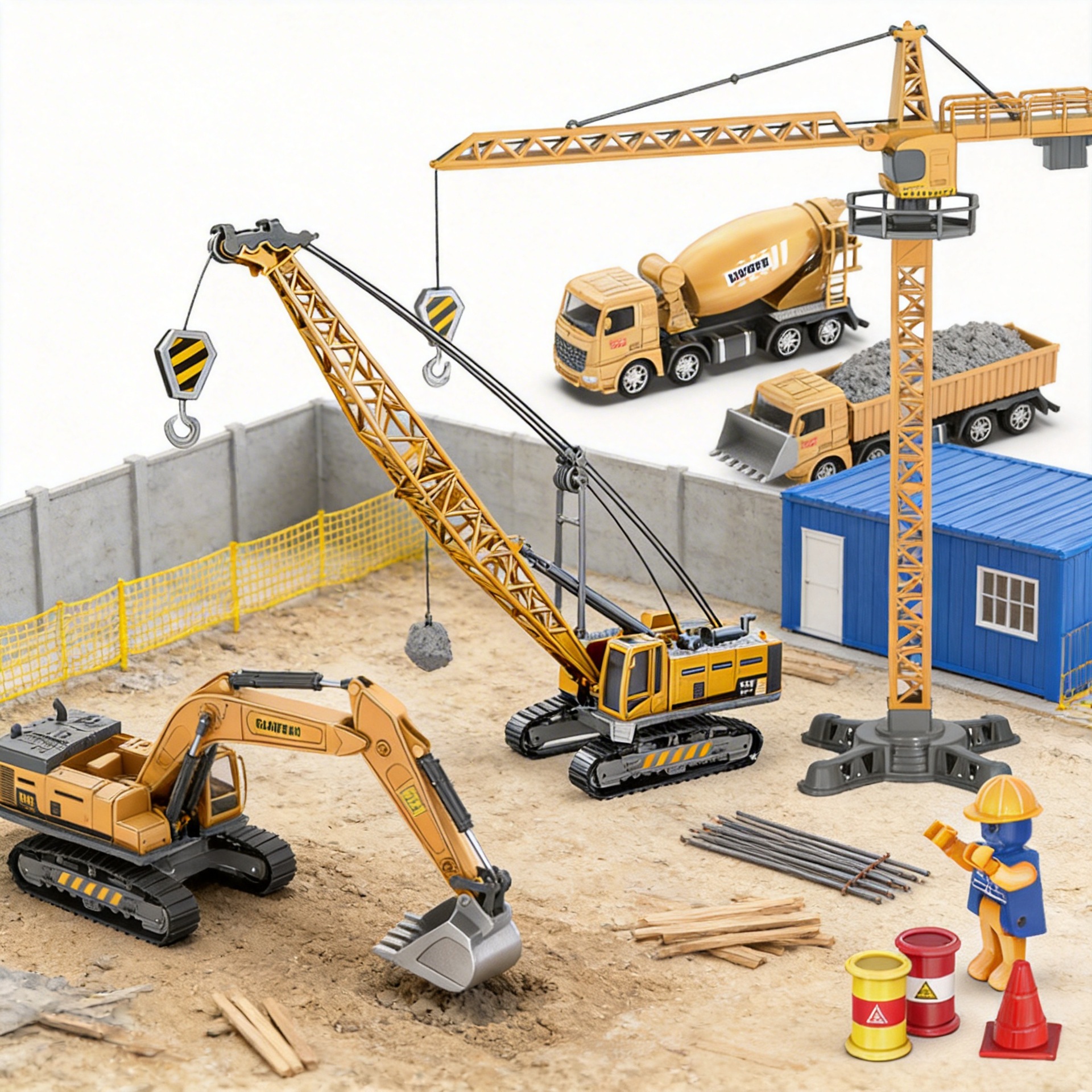 Steel Power Large Simulation Alloy Construction Vehicle Model Children's Toy Set Excavator Crane Boy Truck