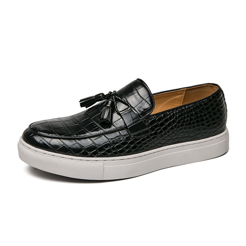 Transfronterizos de tamaño 46 zapatos de hombre de primavera de negocios zapatos de patina de bordas para hombres de color sólido de un pie de zapatos de cuero de calzado