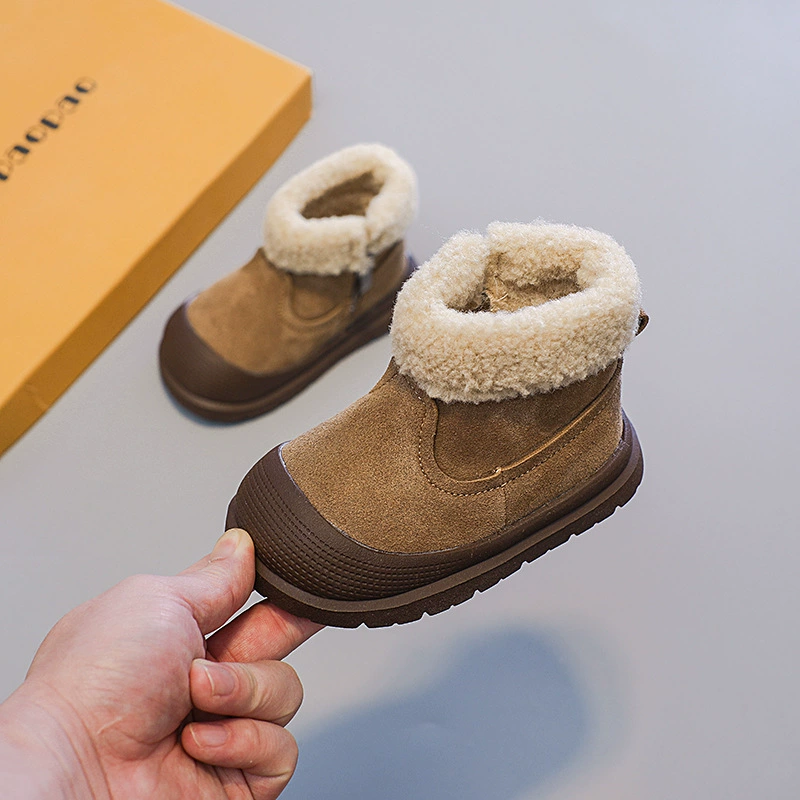 Winter children's boots for boys, warm comfortable shoes with zipper, genuine leather, soft sole