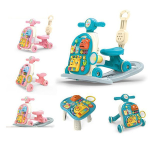 Foreign Trade Hot-Selling 6-in-1 Multifunctional Walker Rocking Chair Infant Light Music Early Education Walking Toy