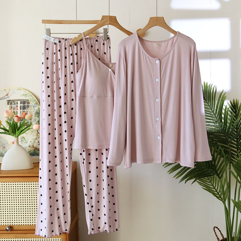 New month clothing spring and summer modal three-piece long sleeve trousers pregnant women nursing pajamas a generation of hair