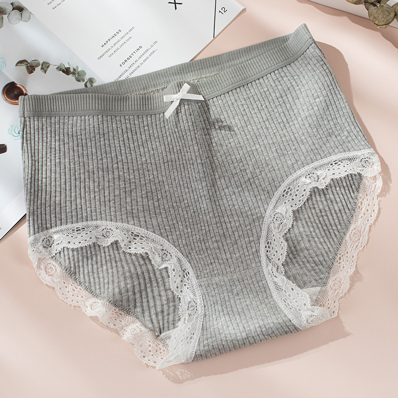 Solid Color Breathable Mid Waist Panties display picture 3