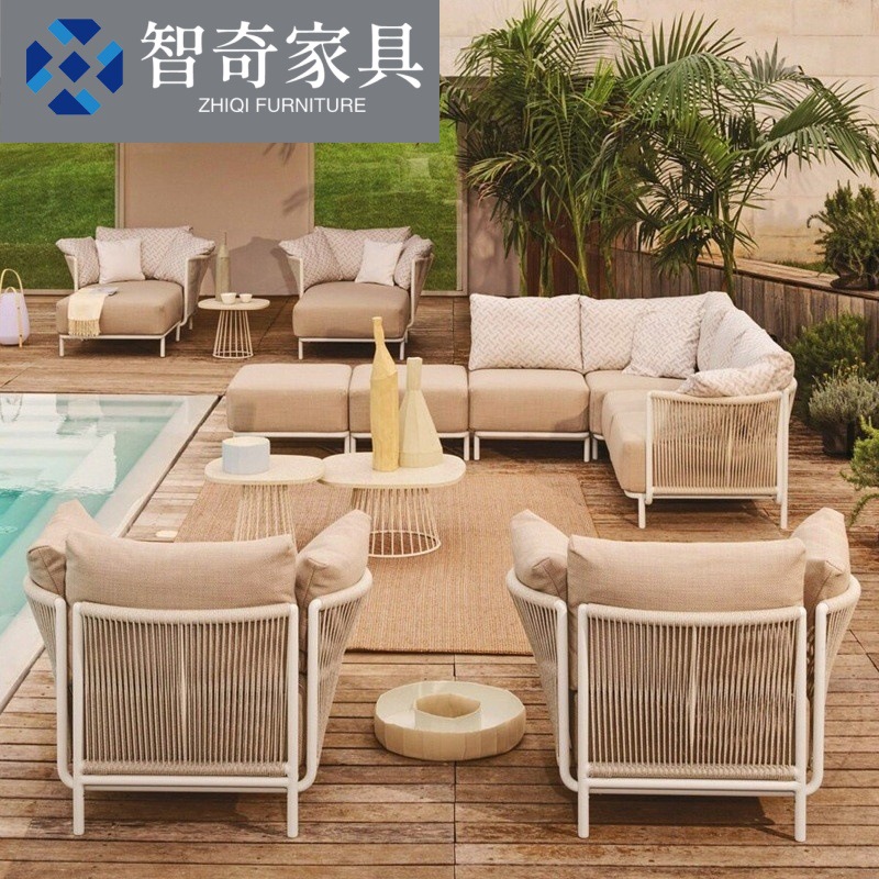Outdoor Rattan Sofa Courtyard Villa Garden Furniture Rattan Chair Sofa Double Chair Sales Department Leisure Chair
