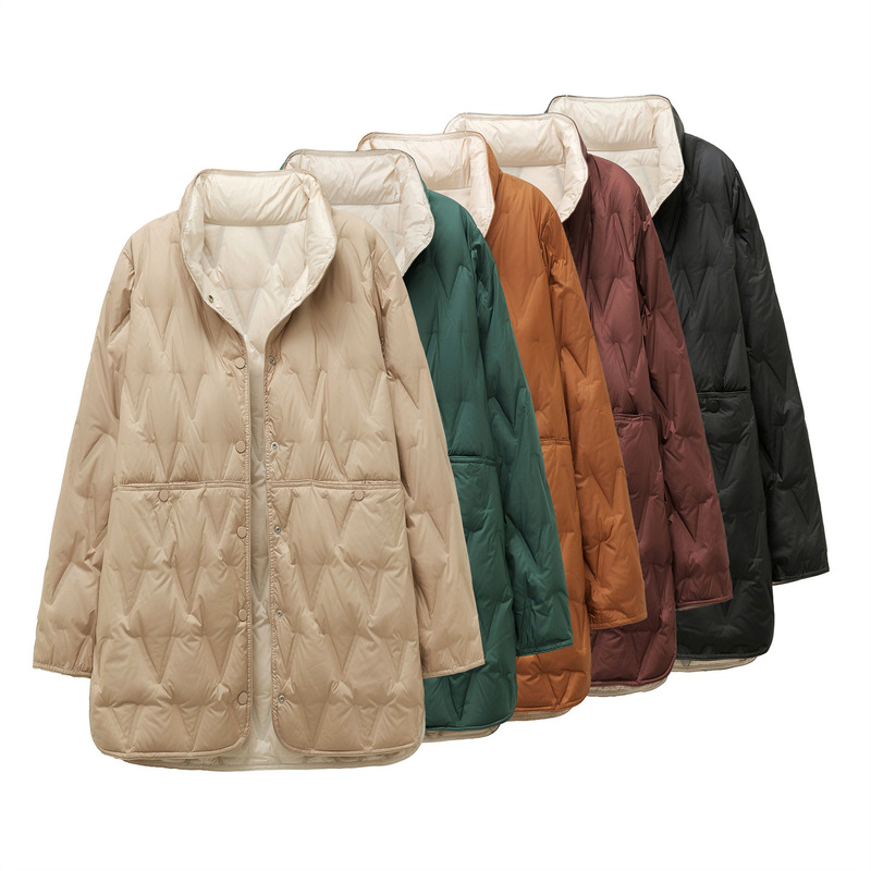 Lightweight down jacket for women, mid-length, reversible, suitable for middle-aged and elderly mothers, plus size, extra large, reversible