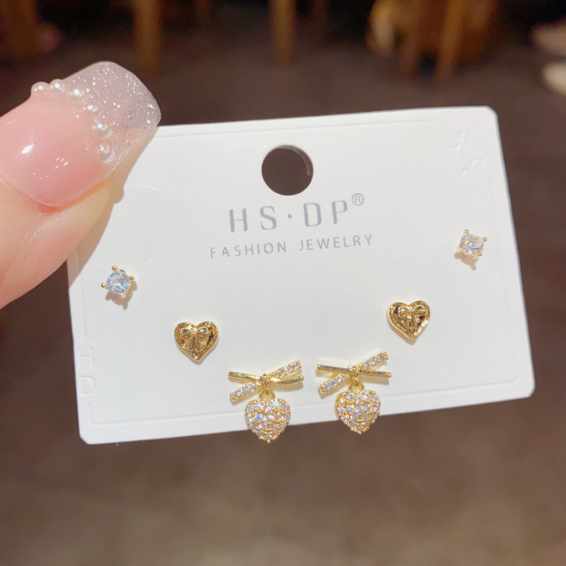 Drop Earrings, Ear Studs Classification 1 Set Simple Style Shiny Heart Shape Copper 14K Gold Plated Drop Earrings Ear Studs