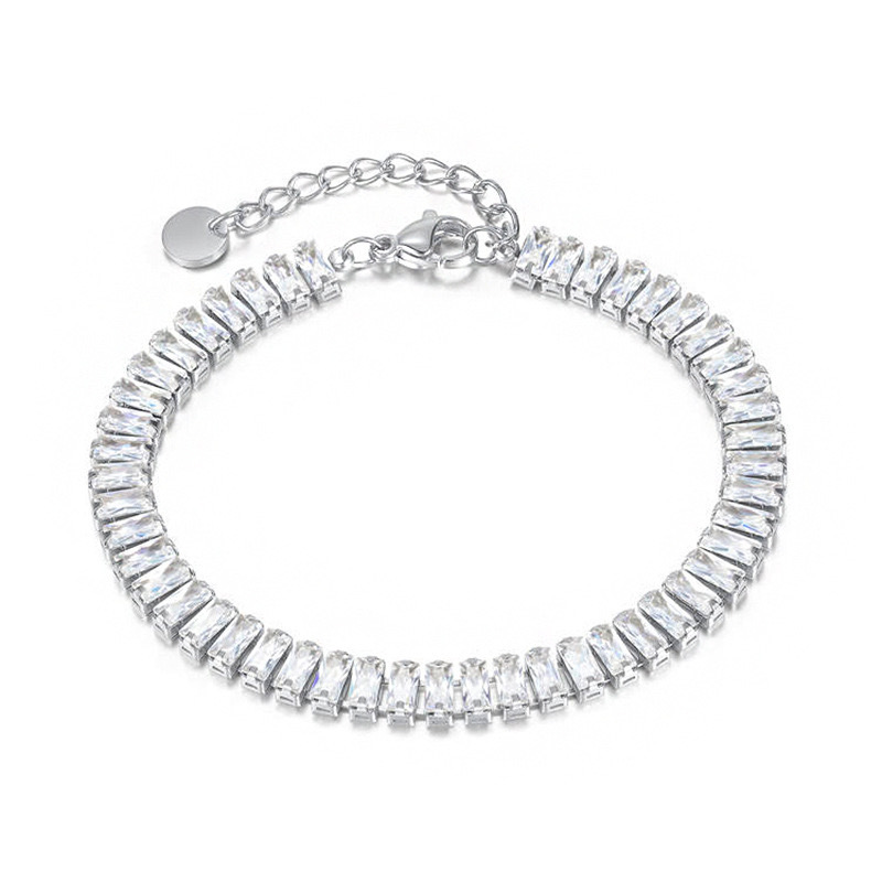 Zircon Inlay Material Bracelets Classification Simple Style Geometric Titanium Steel 18K Gold Plated Zircon Bracelets In Bulk
