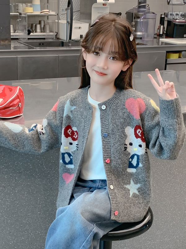 女童外套春秋款2025新款儿童洋气时髦毛衣开衫女孩秋装网红上衣潮|undefined
