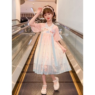 Children's Han Dynasty Summer Super Fairy Costume Girls 2023 New Style Girls Ancient Style Tang Suit Princess Skirt Summer Kidsren's Clothing Skirt