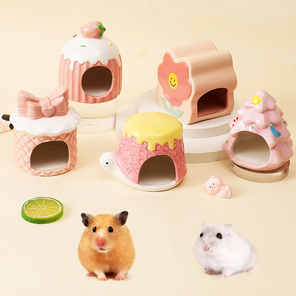 Hamster ceramic nest cake shape to cool down in summer and escape…