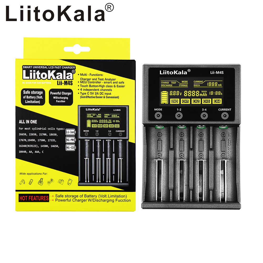 LiitoKala Lii-M4S 18650 26660 Charger with Balancing/LCD Display 5V2A