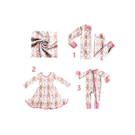 外贸圣诞节姜饼人印花连体衣连衣裙套装儿童婴儿可爱批发