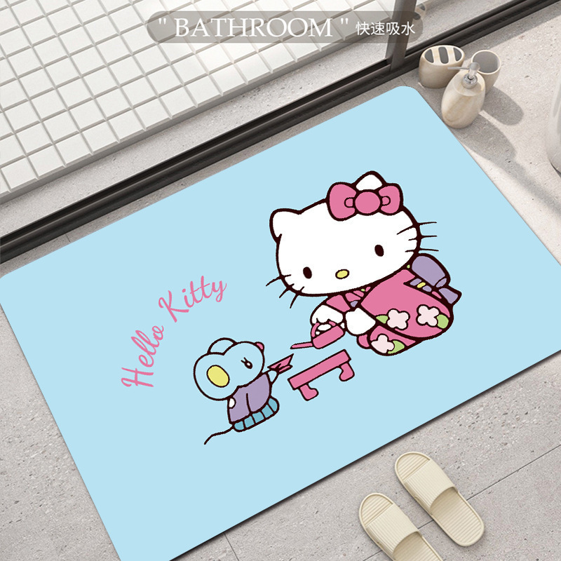 HelloKitty卡通硅藻泥地垫浴室吸水防滑脚垫卫生间耐脏易打理地垫|undefined