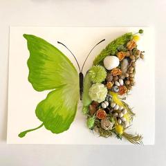 三八女神祭誕生日プレゼント蝶ドライフラワーフォトフレームdiy手作り材料バッグ油絵蝶永生花38