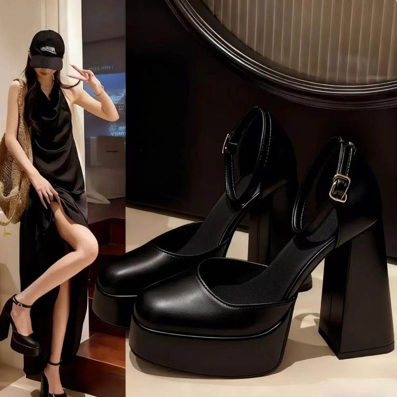Mary Jane Chunky Heel High Heels for Women 2025 New Fairy Style Waterproof Platform French Square Toe Single Strap Shoes Mary Jane Chunky Heel High Heels for Women 2025 New Fairy Style Waterproof Platform French Square Toe Single Strap Shoes