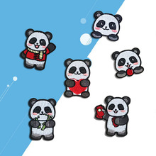新款卡通熊貓可愛刺綉布貼電腦綉花章DIY包包裝飾衣服補丁貼批發