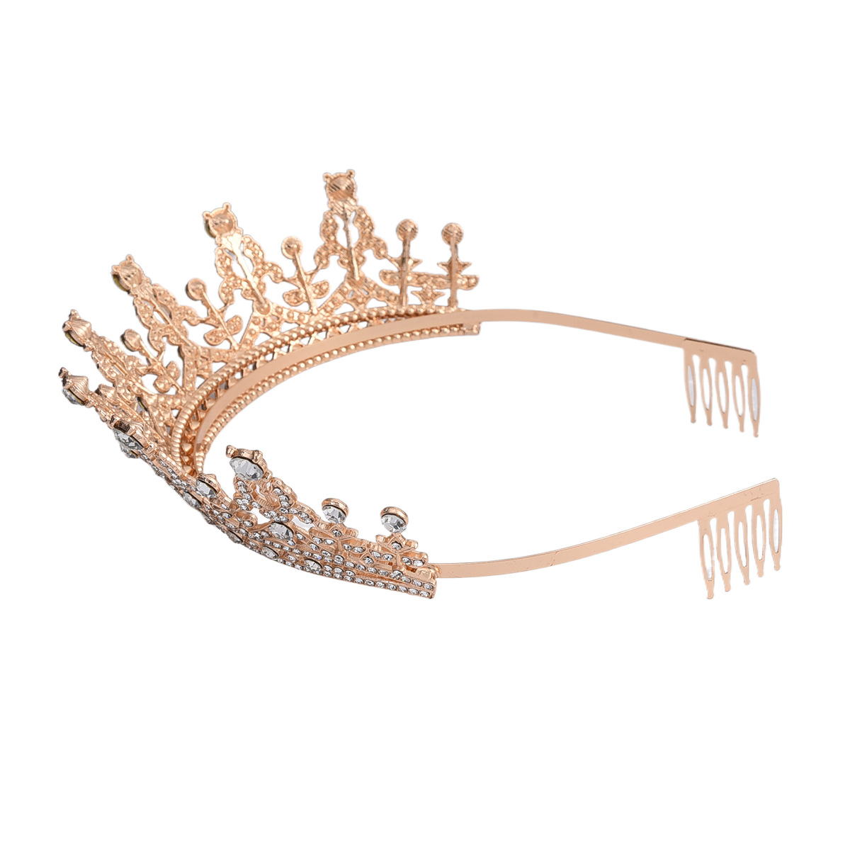 Tocado de corona Bridal Sensación premium Diamante completo Tocado de corona grande Diadema Novia de estilo occidental Boda Corona Rhinestone Accesorios para el cabello