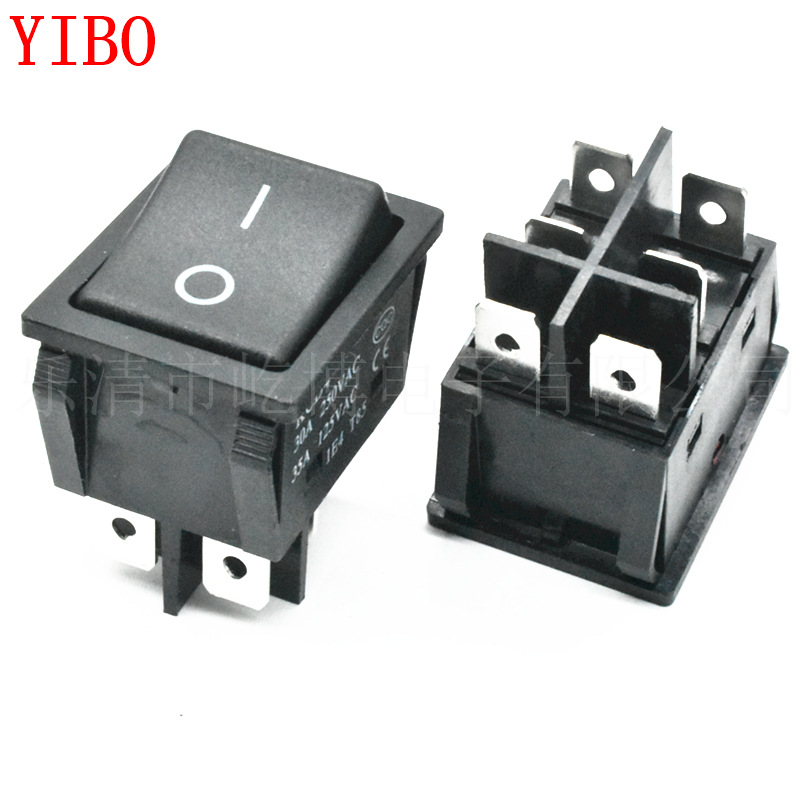 KCD4 30A 250V 六脚两档 黑色大功率开关 35A 125V大电流船型开关