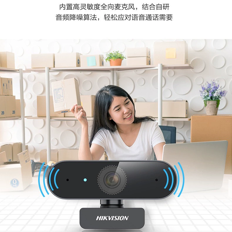 Hikvision CCTV camera, headband, microphone, laptop