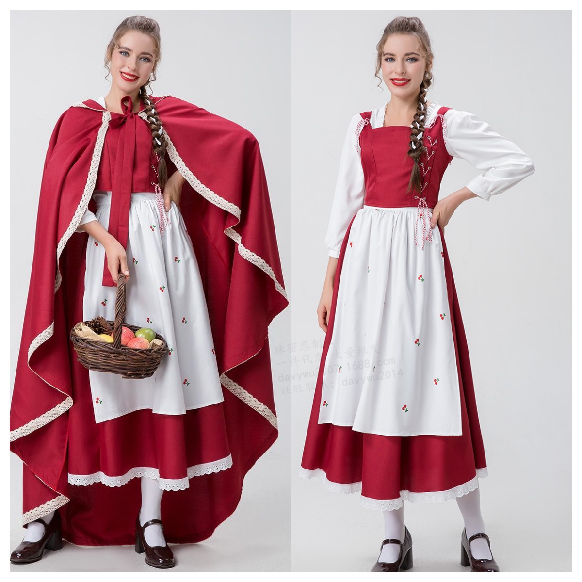 New ZhuMi Love Halloween Adult Little Red Riding Hood Costume Cosplay Party Night Club Queen Dress Christmas Outfit