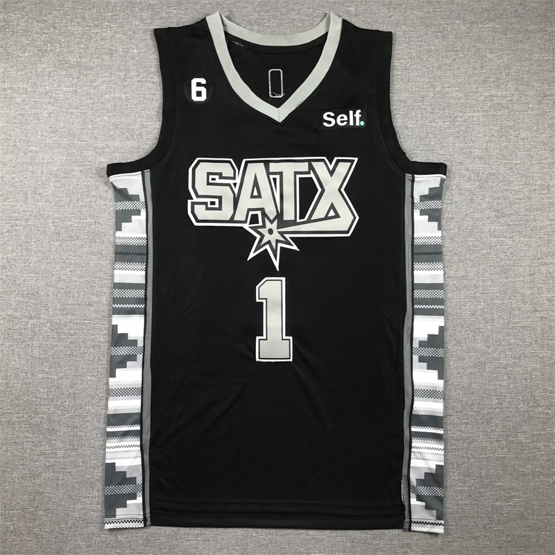Camisetas y chalecos de baloncesto bordados de los Spurs al por mayor1 #   Wembanyama Wembanyama 4 #   5 # image 9