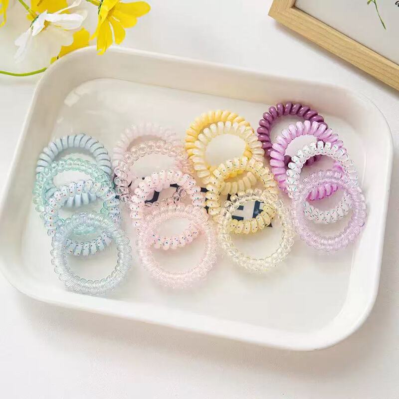 4-Piece Set of Korean-Style High-Quality Coconut Phone Cord Hair Ties for Girls, Versatile, High-Looking and Durable Hair Accessories, Hair Ties and Rubber Bands