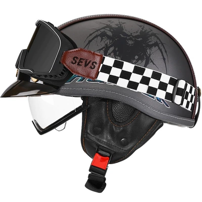 Men and Women Summer All-Season Motorcycle, Motosiklet kaskı (dəbilqə) - sub-grey-demon-hunter-transparent-mig-large-frame-goggles-m