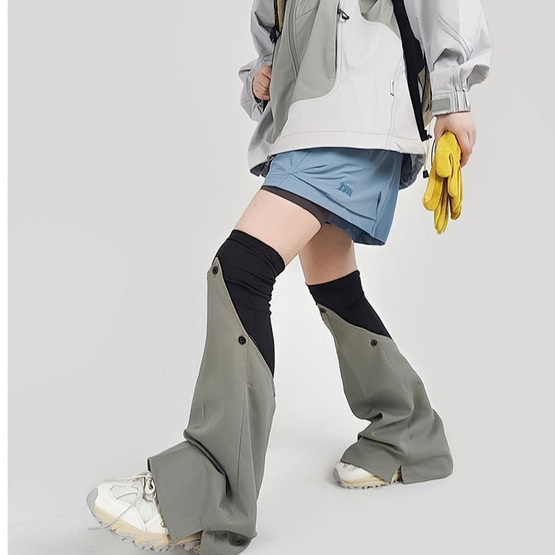 Sunscreen Leg Cover Women's Sports Leisure Style Stitching Contrast Color Foreign Style Hot Girl All-match Solid Color Long-tube Wide Leg Socks Trendy