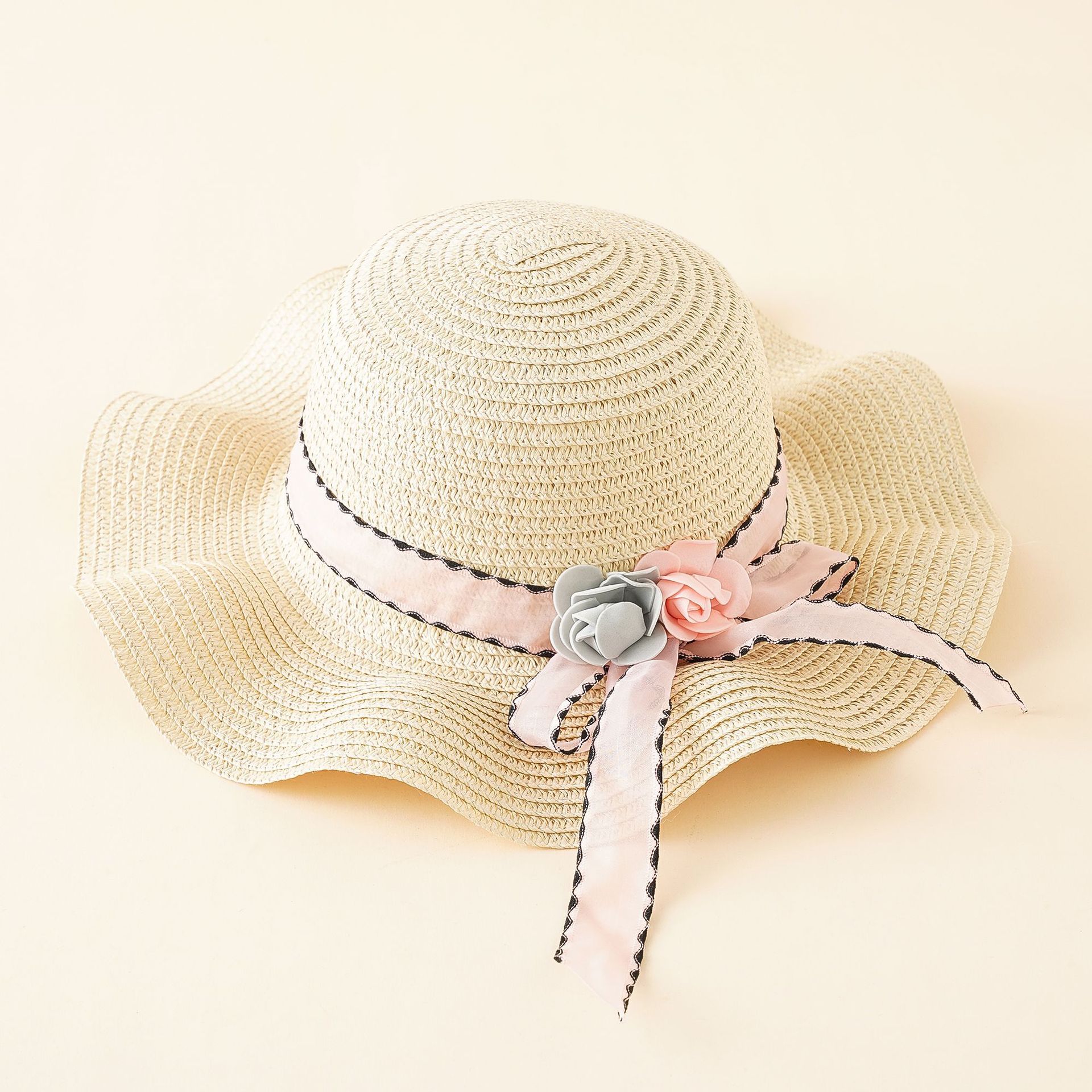 Sombrero de paja de los niños ala sombrero de verano estilo coreano playa sombrero sol protección cubierta cara protección solar sombrero chica pescador sombrero image 9