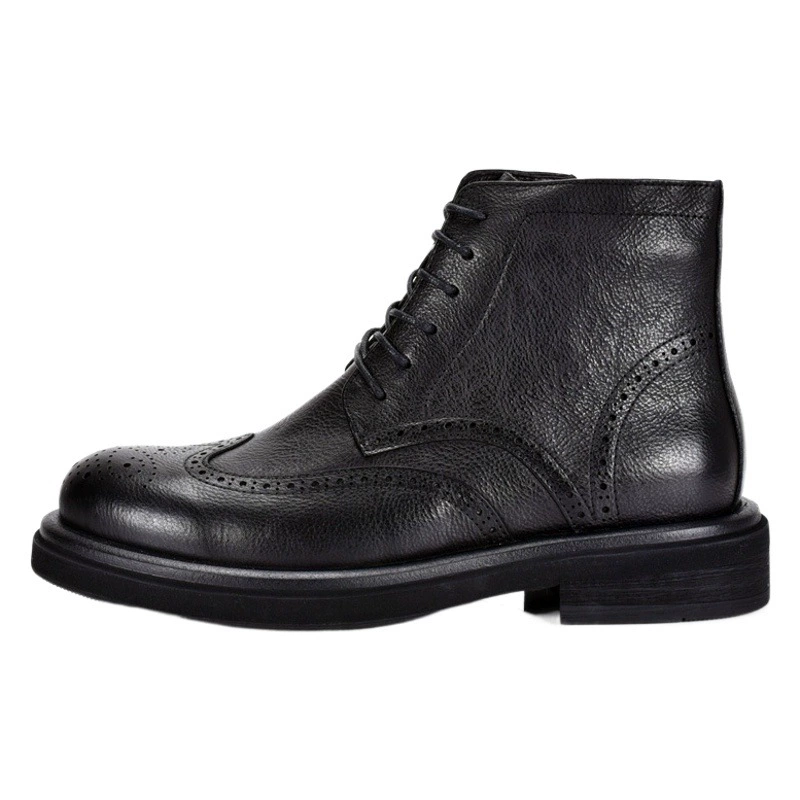 Ботинки Martin, мужские высокие ботинки из натуральной кожи в британском стиле с мягкой подошвой, броги, рабочие ботинки со средним верхом