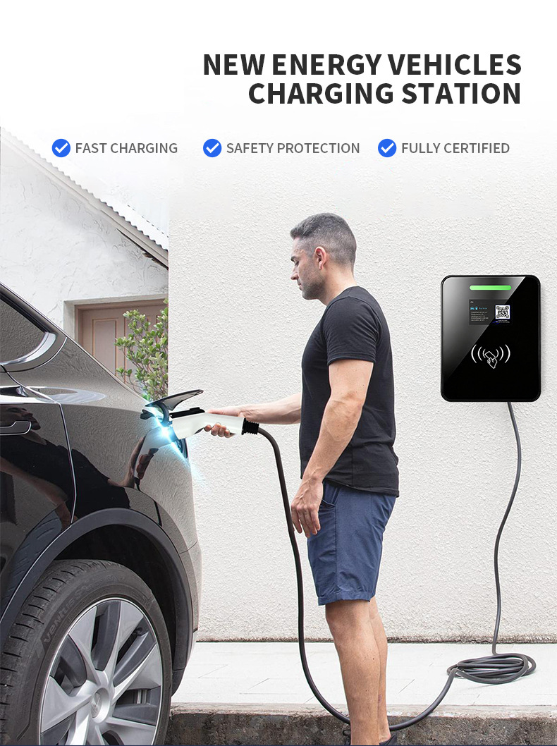 Cross-Border Export of New Energy Electric Vehicle Charging Stations Manufacturer 7Kw Ac 32A Fast Charging Tesla Charging Gun