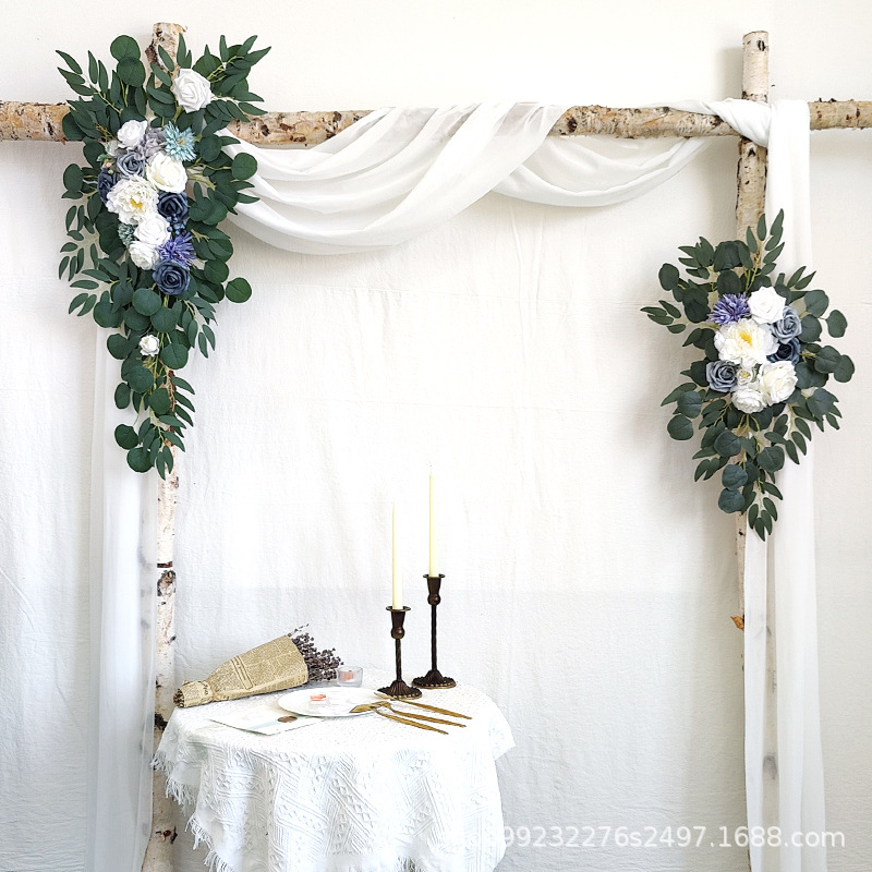 新款亞馬遜熱銷手工制作仿真花永生花婚禮慶典背景拱門花門楣花