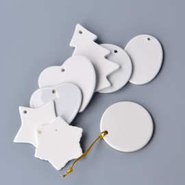 节日挂件 3寸7.2 7.6CM陶瓷挂件 热转印UV印刷陶瓷挂件圣诞节挂件