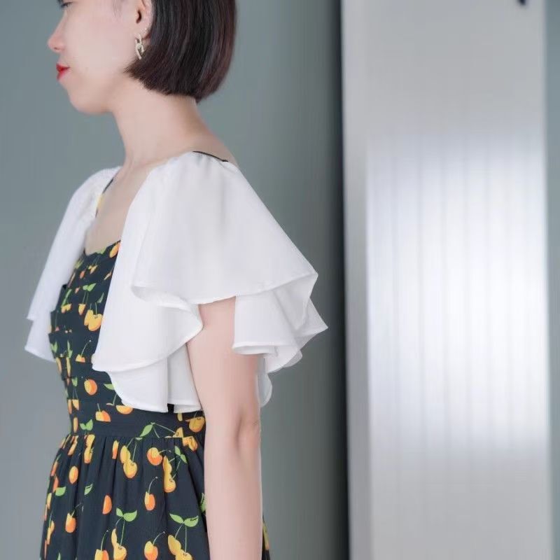Romantic Ruffled Large Arm Fake Sleeves Decorative Sleeve Covers Fake Shoulder Sleeves for Women Summer Cover-Up Detachable Puff Sleeves Fake Sleeves