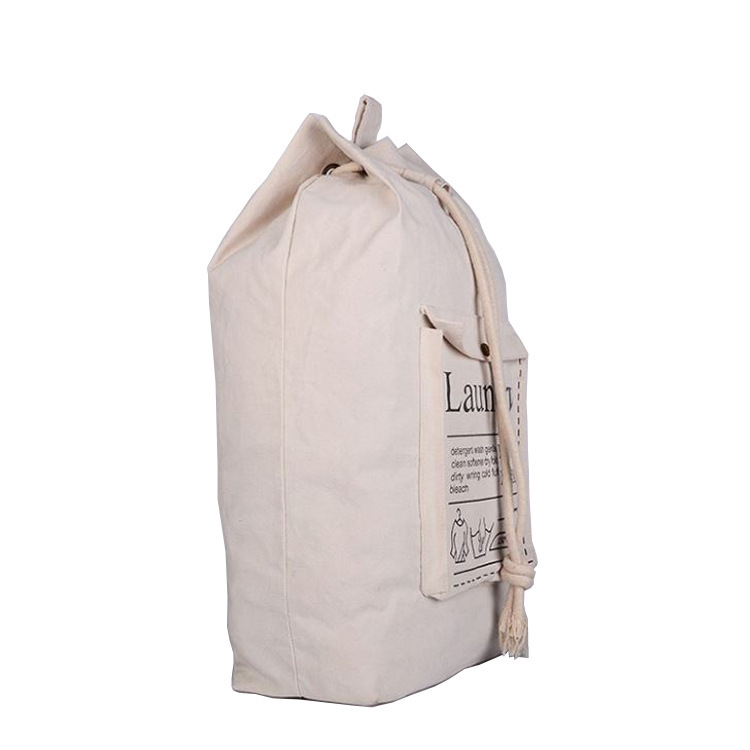 时尚简约棉抽绳束口背包 纯色新款束口收纳袋 防尘双肩带背包批发