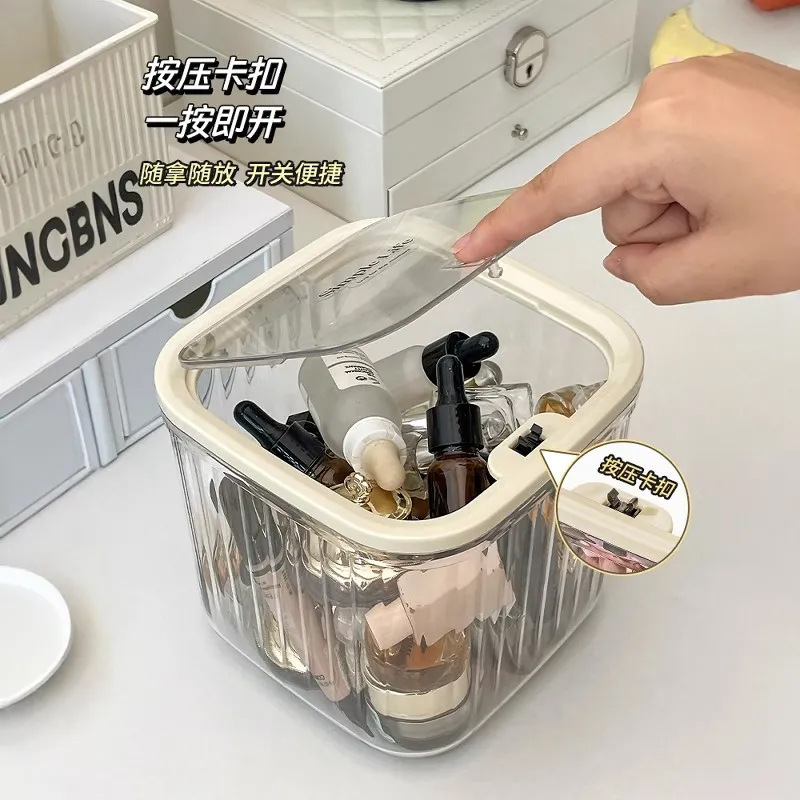 家用桌面垃圾桶带盖高颜值轻奢发饰头绳储物收纳盒化妆品整理盒|undefined