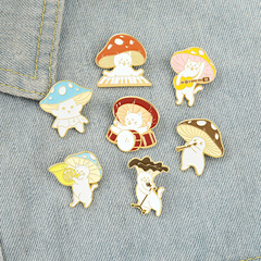 New cartoon design: Animal Mushroom Series Brooches—Cute Cat and Musical Instrument Shapes, Versatile Enamel Badges