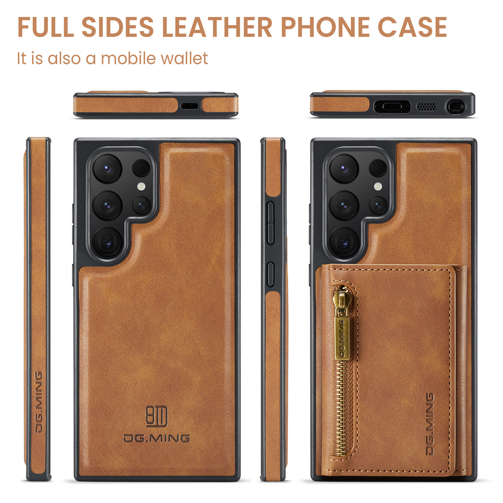 M5 for Samsung S24 Ultra magnetic split wallet protective case S24 Ultra side sticker phone case card holder_voghion.com