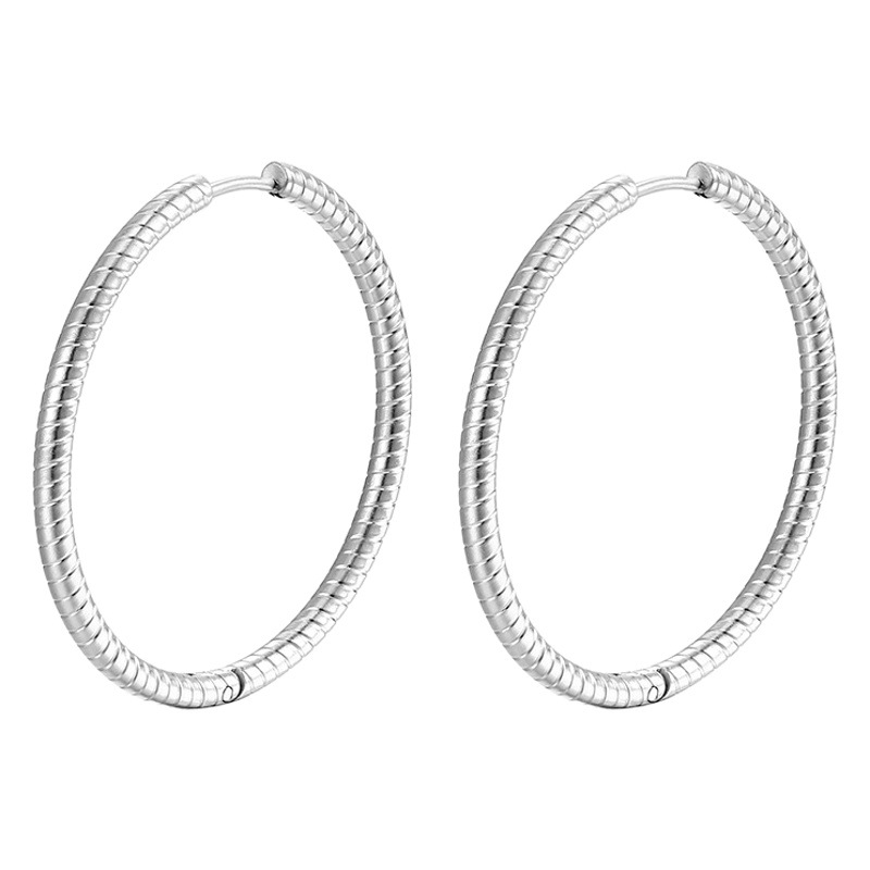 La moda europea y americana exagerada redonda de acero inoxidable hebilla de oreja moda 18K de las mujeres de alto grado de titanio de acero hebilla de oreja pendientes