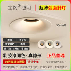 超薄射灯乳胶漆同色矮吊顶可可蛋奶油风极窄边矮款嵌入式弧面射灯