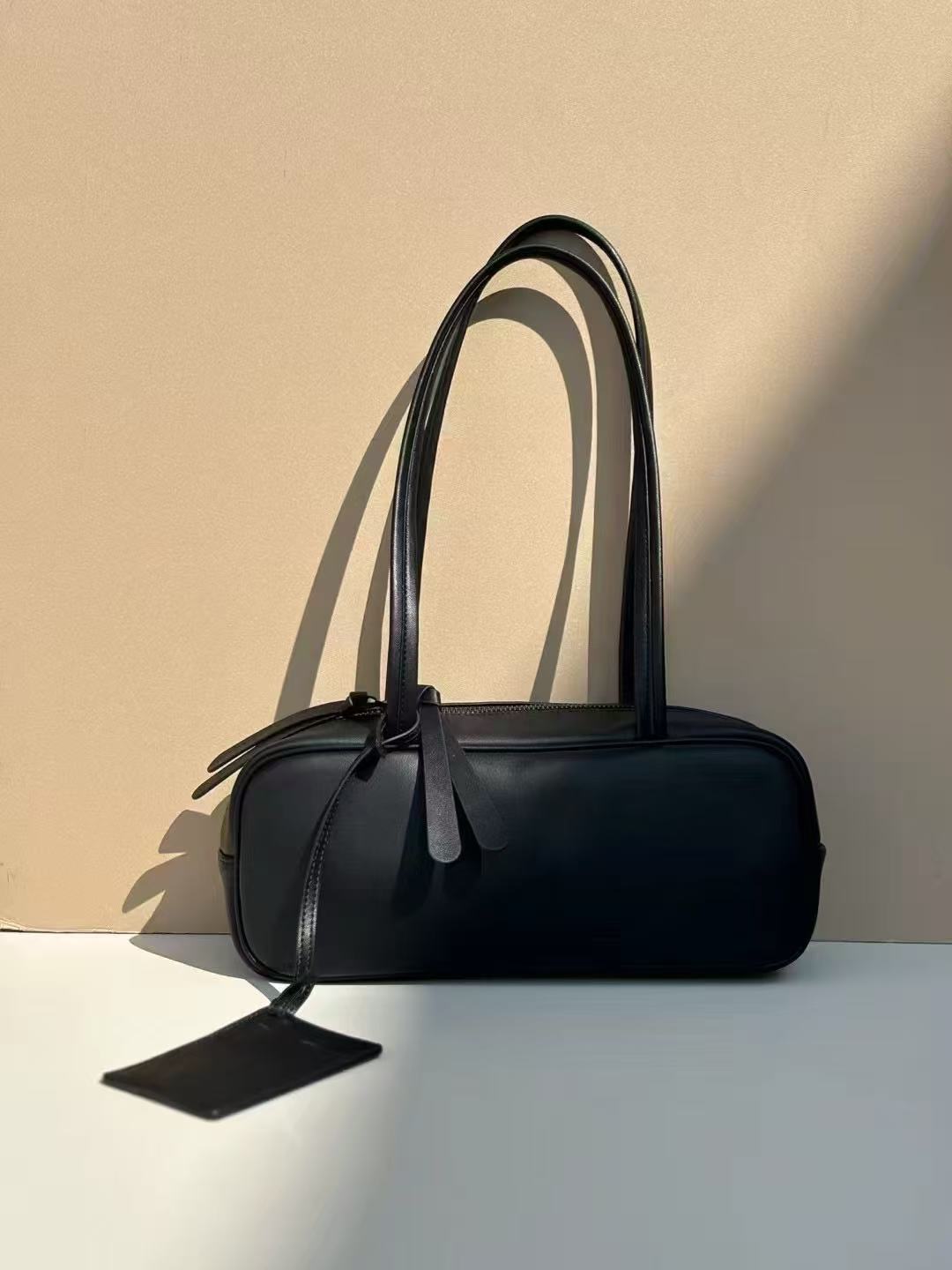 2025 New Retro Boston Bag Cowhide Leather Handbag Underarm Bag Commuter Shoulder Bowling Bag For Women - Thumbnail 7
