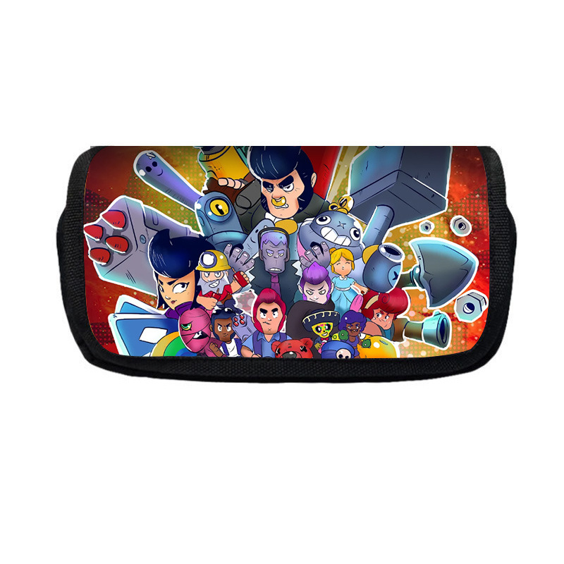 Nuevo salvaje bolsas de lápiz de estudiantes de gran capacidad caja de papelería personaje creativo de niños caja de lápiz doble lote transfronterizo