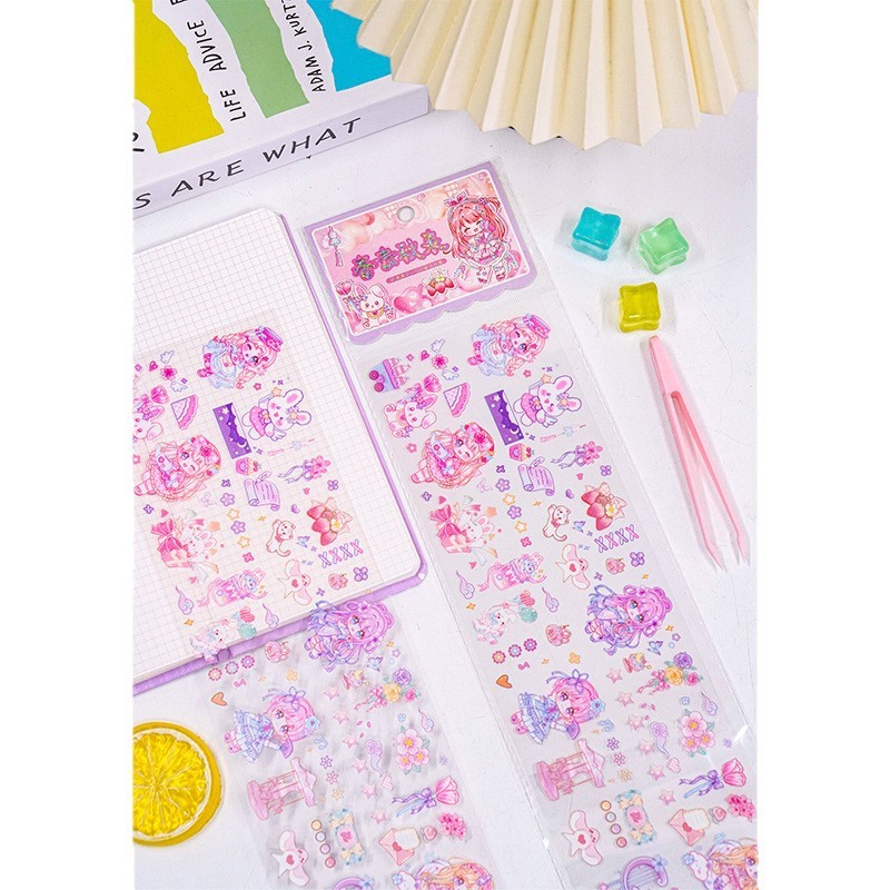 かわいい漫画ステッカー学生文具手作りステッカーインターネット有名人クリエイティブ DIY ステッカーセット PET ハンドブックステッカー|undefined