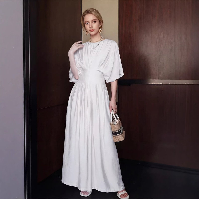 2026 European and American Cross-Border Amazon White Shirt Dress New French-Style Waist-Cinching Elegant Long Dress 2026 European and American Cross-Border Amazon White Shirt Dress New French-Style Waist-Cinching Elegant Long Dress
