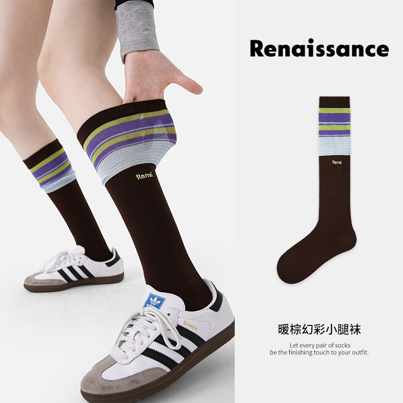 Renaissance Original Women's Socks - Miu Style, Slimming, Casual Calf Socks, Long Tube Socks