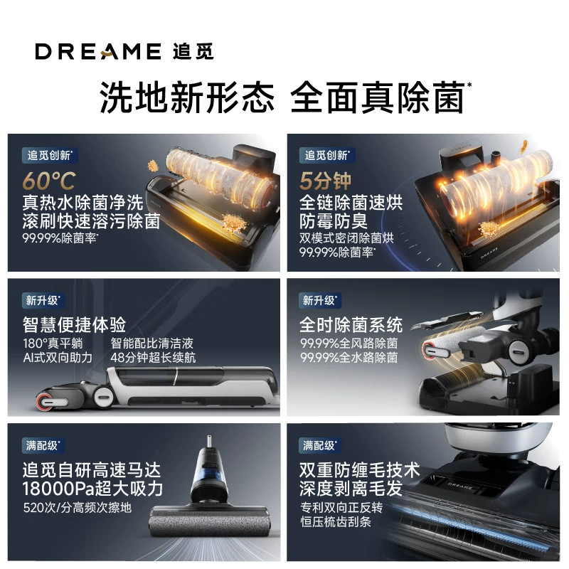 Пароочищатель для пола Dreame H30 Ultra — беспроводной, самоочистка, горячая мойка 60°C