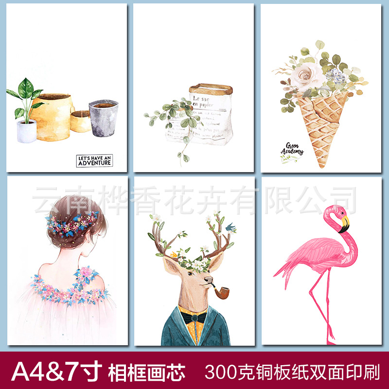 永生花相框7寸画纸8寸画芯A4卡纸 节日暖场活动干花diy材料